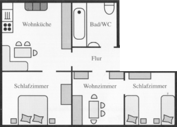 The layout of the flat in the Wilsdruffer Straße