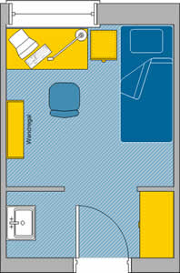 A plan of a typical German student room