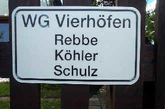 A house sign for a Wohngemeinschaft